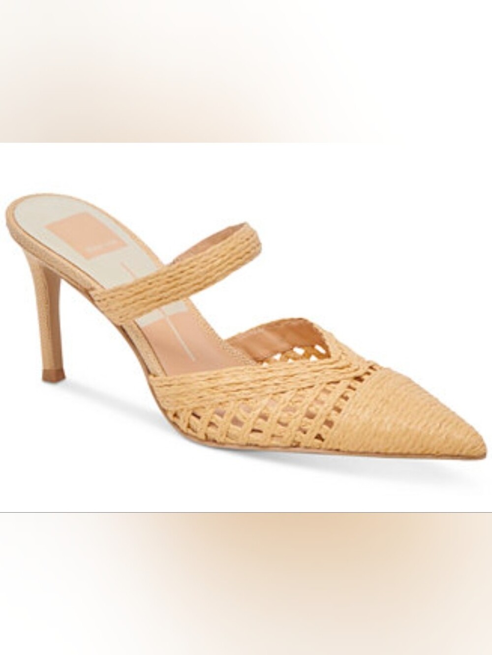 Dolce Vita Raffia Woven Pointed Toe Mule Heels | Women's Size 8.5 | Natural NEW
